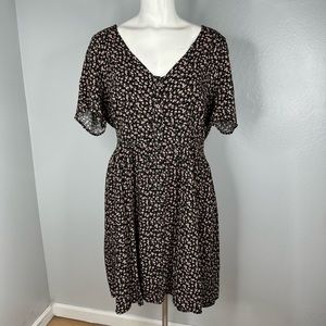 Hesperus Black Pink Floral Casual Rayon Dress Plus Sz 2X